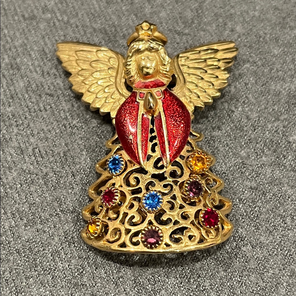 Vintage Weingeroff Filigree Angel Brooch & Earrings Set